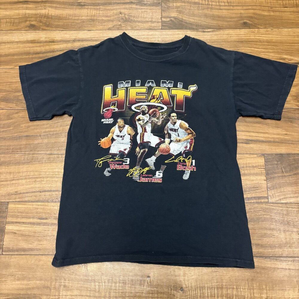 Y2K Miami Heat Lebron Wade Bosh Big 3 NBA Basketball Mens Size Medium T Shirt